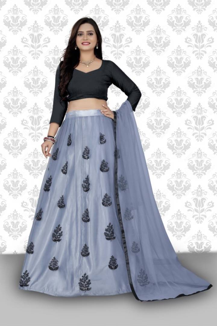 Latest Attractive Net Embroidered Semi Stitched Lehenga Choli